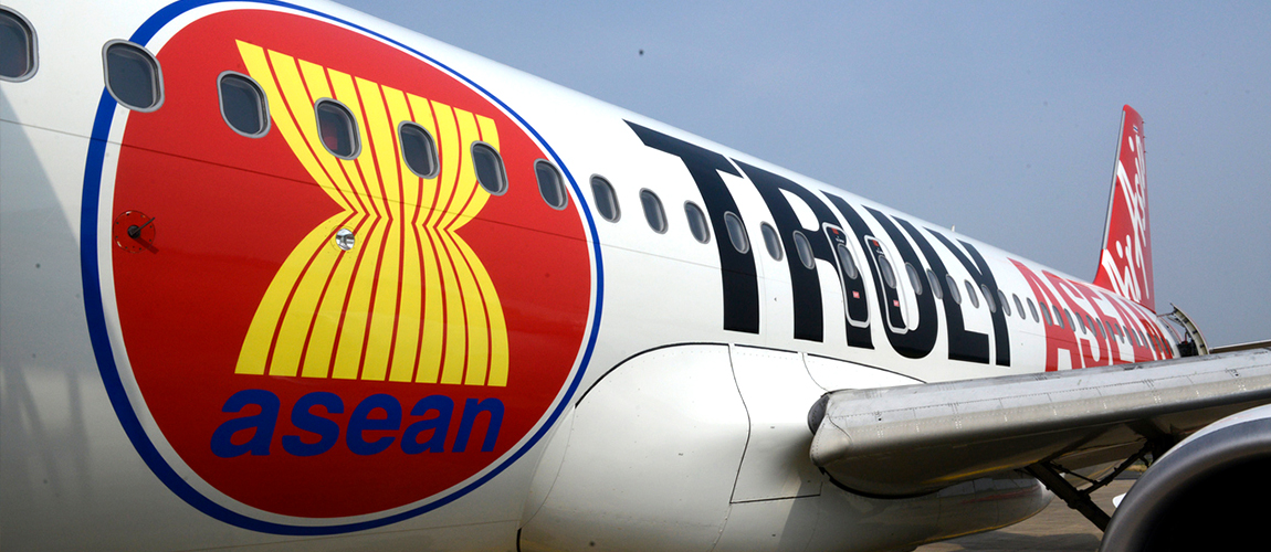 Thai AirAsia airlines plane with a logo; ASEAN